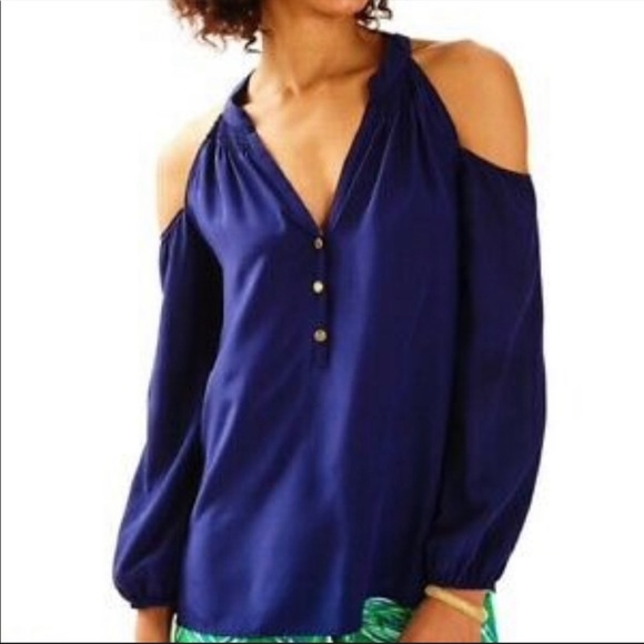 Lilly Pulitzer Cold Should Silk Long Sleeve Blouse Small - Picture 6 of 7